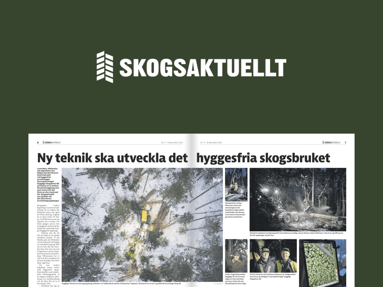 Screenshot of Skogsaktuellt’s article about Hyggligt.